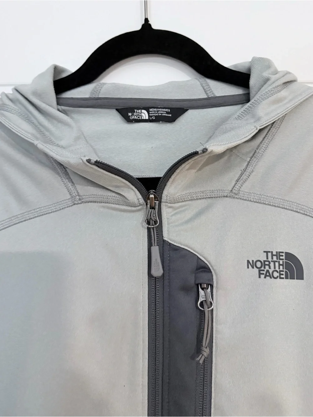 The North Face Women's Light Gray and Dark Gray Hooded Softshell Jacket